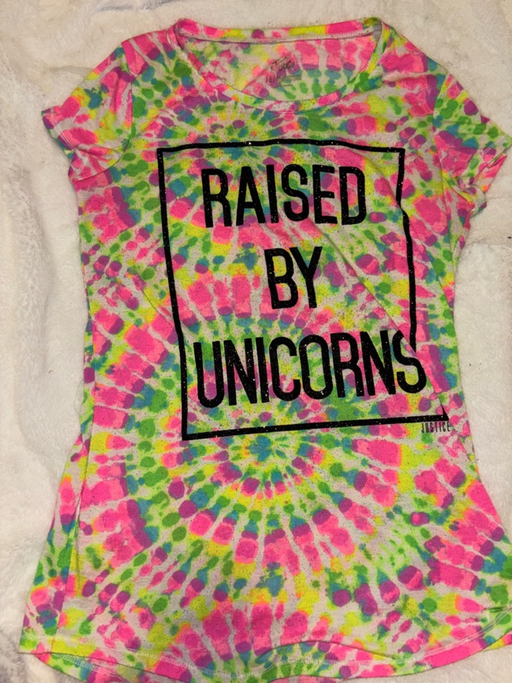 Justice Neon Tie-Dye 'RAISED' Graphic Tee - Pink, Green, Yellow
